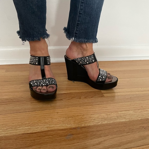 Browns Shoes size 5 (36), black wedge sandals - Picture 1 of 3